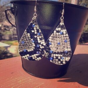 Snakeskin Print Rhinestone Earrings